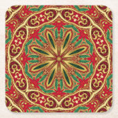 Rood Goud Kerst Papier Onderzetter (Voorkant)