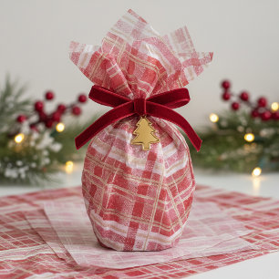Rood Goud Kerst Plaid Patroon#2 ID1009 Tissuepapier
