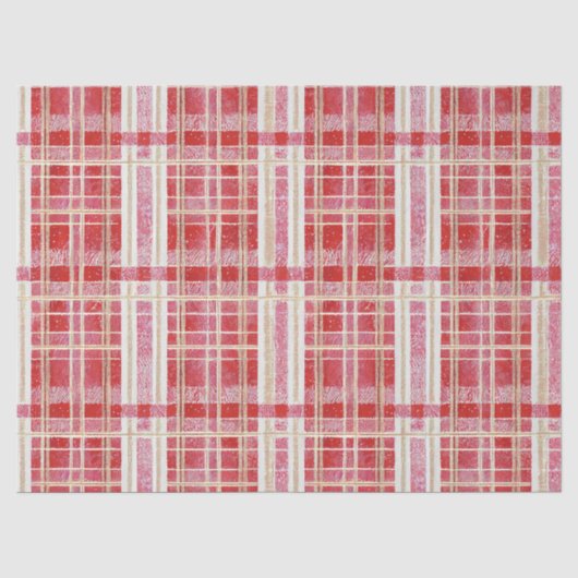 Rood Goud Kerst Plaid Patroon#2 ID1009 Tissuepapier (Voorkant)