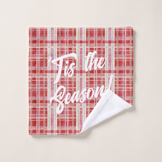 Rood Goud Kerst Plakken Patroon#2 ID1009 Bad Handdoek (Wasdoekje)