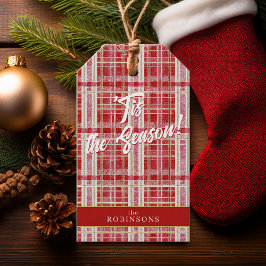 Rood Goud Kerst Plakken Patroon#2 ID1009 Cadeaulabel