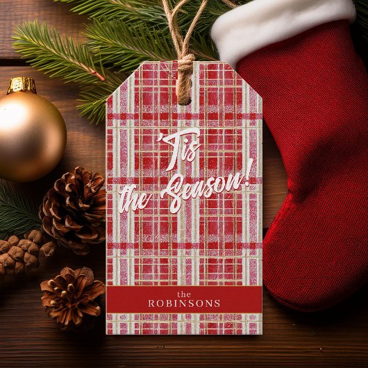 Rood Goud Kerst Plakken Patroon#2 ID1009 Cadeaulabel