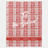 Rood Goud Kerst Plakken Patroon#2 ID1009 Fleece Deken (Voorkant)