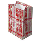 Rood Goud Kerst Plakken Patroon#2 ID1009 Medium Cadeauzakje (Voorkant Gekanteld)