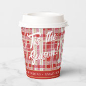 Rood Goud Kerst Plakken Patroon#2 ID1009 Papieren Bekers (Achterkant)