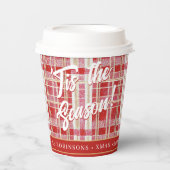 Rood Goud Kerst Plakken Patroon#2 ID1009 Papieren Bekers (Voorkant)