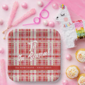 Rood Goud Kerst Plakken Patroon#2 ID1009 Papieren Bordje (Feest)