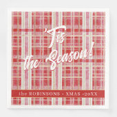 Rood Goud Kerst Plakken Patroon#2 ID1009 Servet (Voorkant)