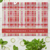 Rood Goud Kerst Plakken Patroon#2 ID1009 Theedoek (Gevouwen)