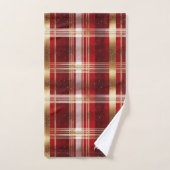 Rood Goud Kerst Tartan Patroon#7 ID1009 Bad Handdoek (Handdoek)