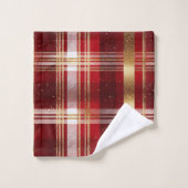 Rood Goud Kerst Tartan Patroon#7 ID1009 Bad Handdoek (Wasdoekje)