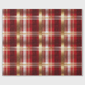 Rood Goud Kerst Tartan Patroon#7 ID1009 Cadeaupapier (Vlak)