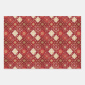 Rood Goud Kerst Tartan Patroon#7 ID1009 Inpakpapier Vel (Voorkant 3)