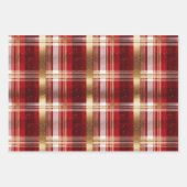 Rood Goud Kerst Tartan Patroon#7 ID1009 Inpakpapier Vel (Voorkant)