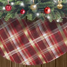 Rood Goud Kerst Tartan Patroon#7 ID1009 Kerstboom Rok