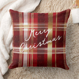 Rood Goud Kerst Tartan Patroon#7 ID1009 Kussen