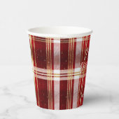 Rood Goud Kerst Tartan Patroon#7 ID1009 Papieren Bekers (Rechts)