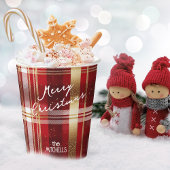 Rood Goud Kerst Tartan Patroon#7 ID1009 Papieren Bekers