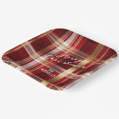 Rood Goud Kerst Tartan Patroon#7 ID1009 Papieren Bordje (Gebogen)