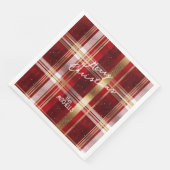 Rood Goud Kerst Tartan Patroon#7 ID1009 Servet (Hoek)