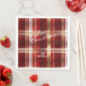Rood Goud Kerst Tartan Patroon#7 ID1009 Servet (Insitu)