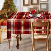 Rood Goud Kerst Tartan Patroon#7 ID1009 Tafelkleed