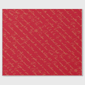 Rood Goud Kerst Typografie Patroon#36 ID1009 Cadeaupapier (Vlak)