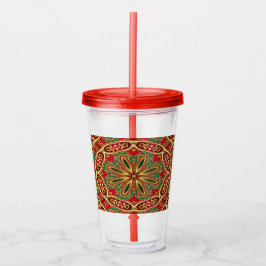 Rood Goud Kerst Vakantie Acryl Tumbler Acryl Drinkbeker