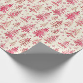 Rood & Goud Kerstbomen op een Cream achtergrond Cadeaupapier (Hoek)