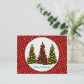 Rood & Goud Kerstboom Briefkaart (Staand voorkant)