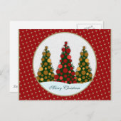 Rood & Goud Kerstboom Briefkaart (Voorkant / Achterkant)