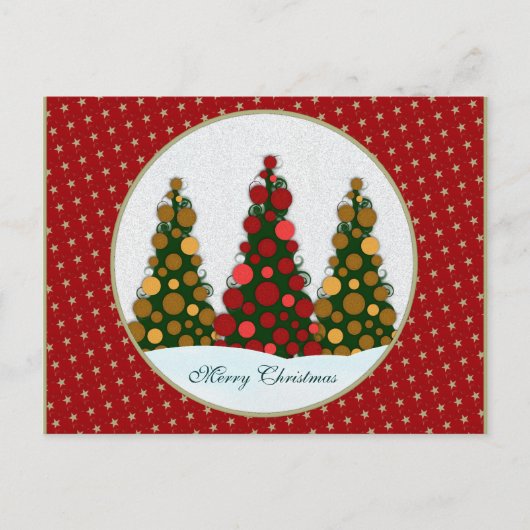 Rood & Goud Kerstboom Briefkaart (Voorkant)