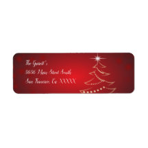Rood & Goud Kerstboom Label