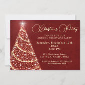 Rood & Goud Kerstboom Ornamenten Party Kaart (Voorkant)