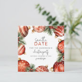 Rood & Goud Kerstboom Ornamenten Party Save The Date (Staand voorkant)