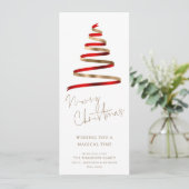 Rood Goud Kerstboom Script Vrolijk Kerstmis Feestdagenkaart (Staand voorkant)