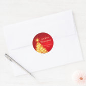Rood Goud Kerstboom Vakantie Ronde Sticker (Envelop)