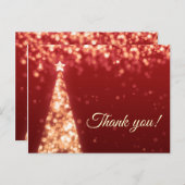 Rood & Goud Kerstbruiloft Bedankt Opmerking Briefkaart (Voorkant / Achterkant)