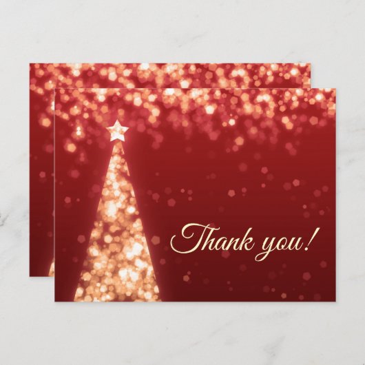 Rood & Goud Kerstbruiloft Bedankt Opmerking Briefkaart (Voorkant / Achterkant)