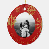 Rood Goud Kerstcadeau voor Passen getrouwd Keramisch Ornament (Links)