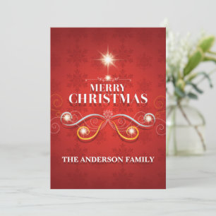 Rood goud Kerstmis familie wenst elegante chique b Feestdagenkaart