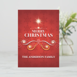 Rood goud Kerstmis familie wenst elegante chique b Feestdagenkaart