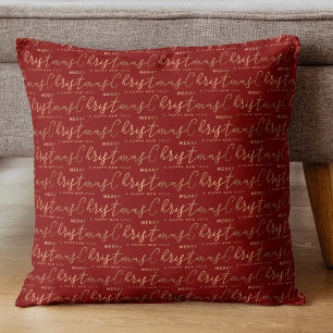 Rood Goud Kerstscript Kussen