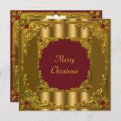 Rood & Goud Kerstvakantie Cocktail Diner Kaart (Voorkant / Achterkant)