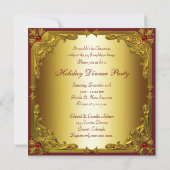 Rood & Goud Kerstvakantie Cocktail Diner Kaart (Achterkant)