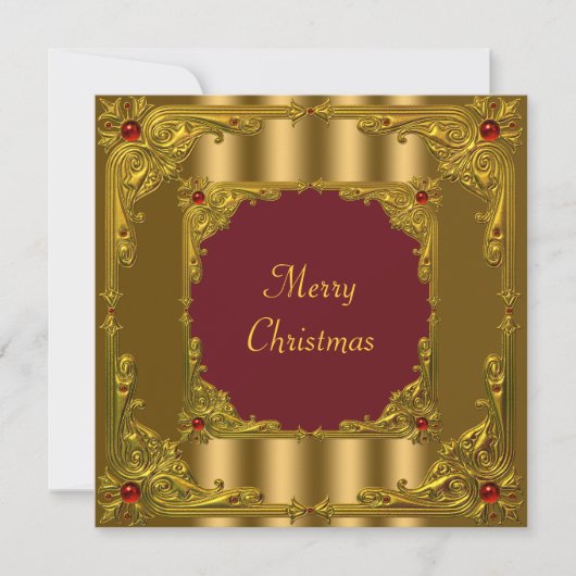 Rood & Goud Kerstvakantie Cocktail Diner Kaart (Voorkant)