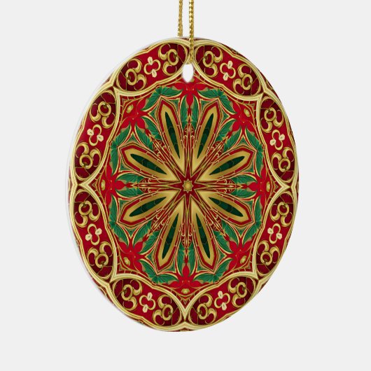 Rood Goud Kerstvakantie Ornament (Rechts)