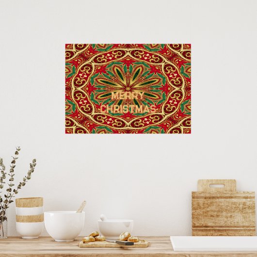 Rood Goud Kerstvakantie Poster (Keuken)