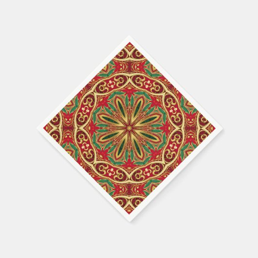 Rood Goud Kerstvakantie Servet (Hoek)