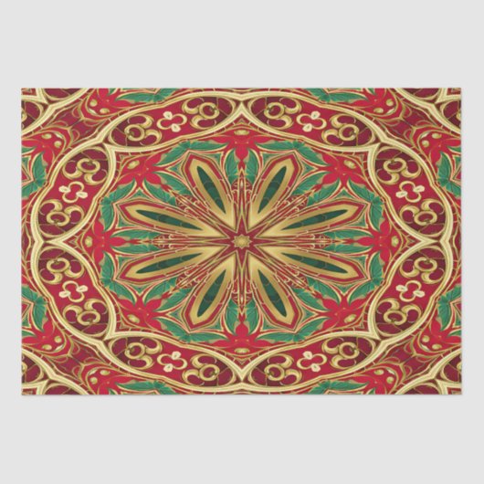 Rood Goud Kerstvakantie Tissue Papier (Voorkant)